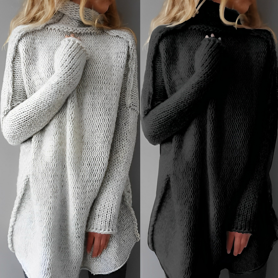 Pull Tunique Oversize en Maille Ajourée Femme