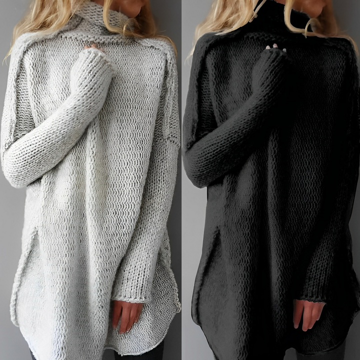 Pull Tunique Oversize en Maille Ajourée Femme