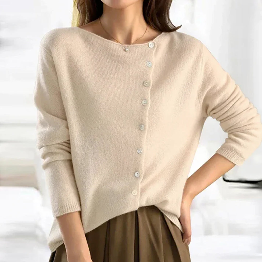 Cardigan Boutonné à Encolure Ronde Femme