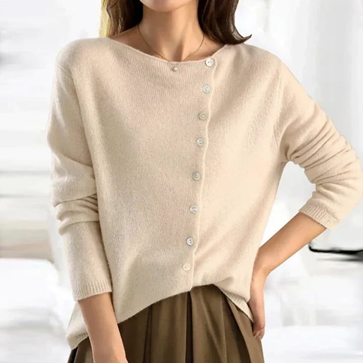 Cardigan Boutonné à Encolure Ronde Femme