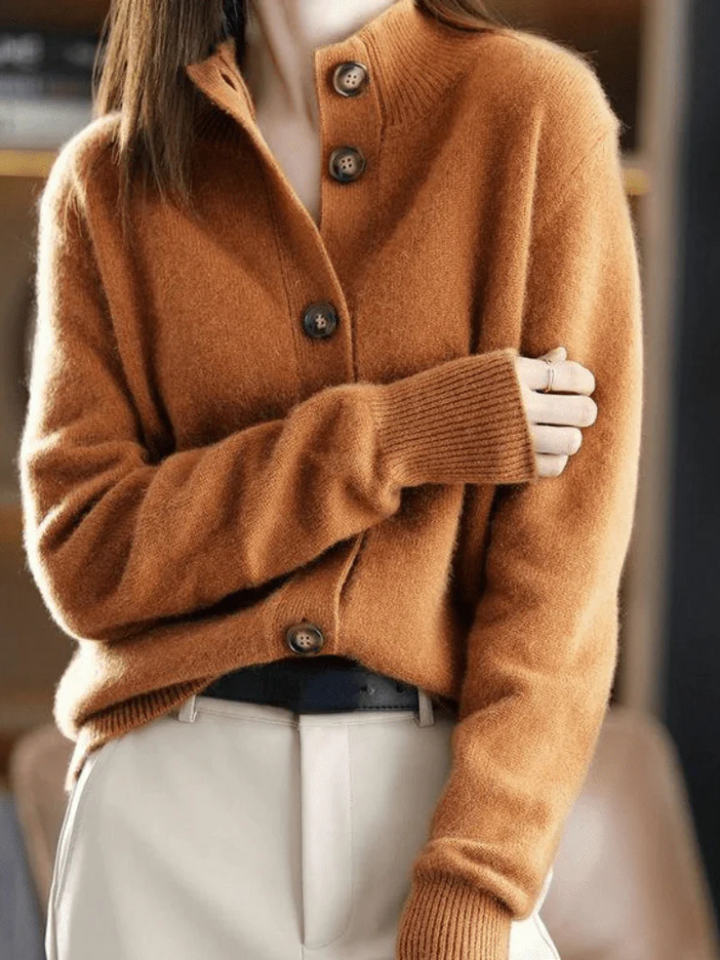 Gilet Boutonné À Col Montant Femme