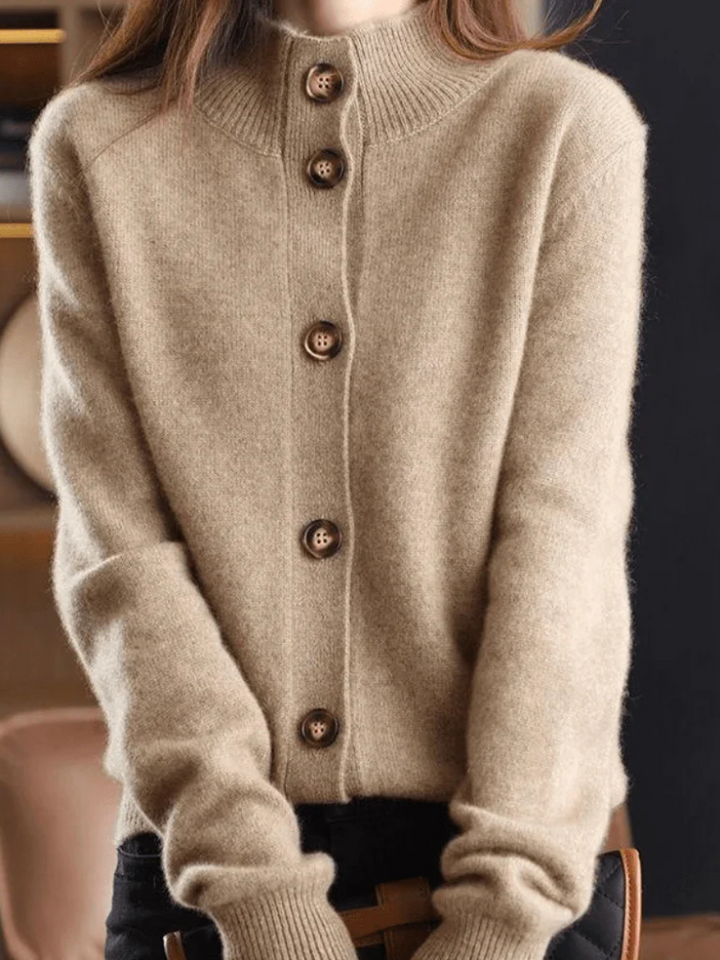 Gilet Boutonné À Col Montant Femme