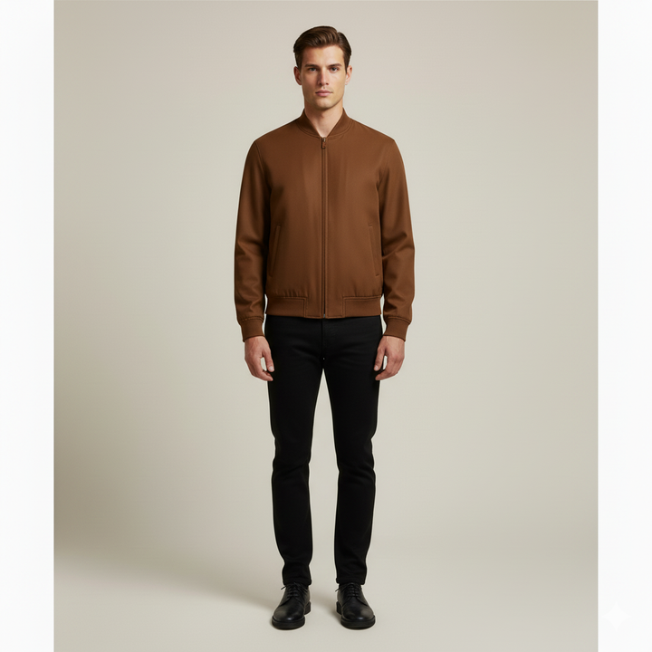 Blouson Bomber Zippé à Col Montant Homme