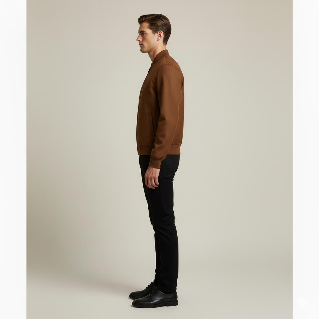 Blouson Bomber Zippé à Col Montant Homme