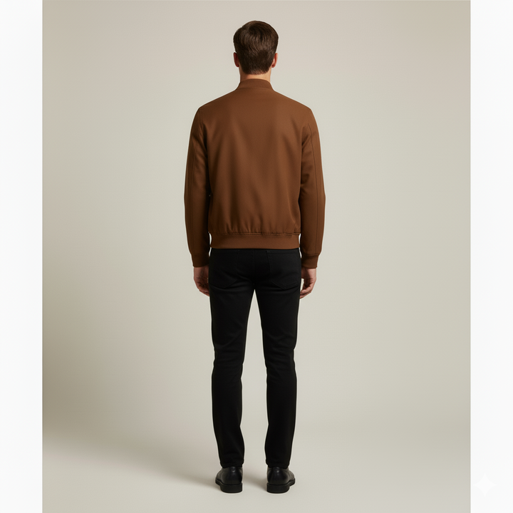 Blouson Bomber Zippé à Col Montant Homme