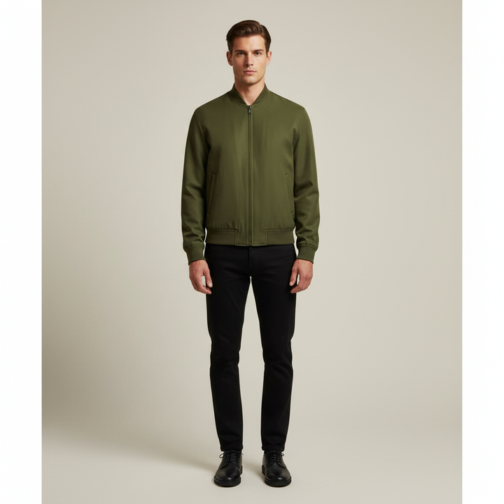Blouson Bomber Zippé à Col Montant Homme