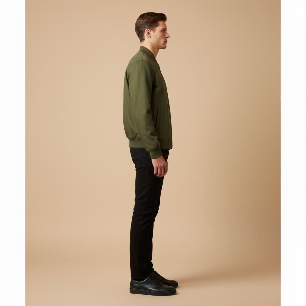Blouson Bomber Zippé à Col Montant Homme