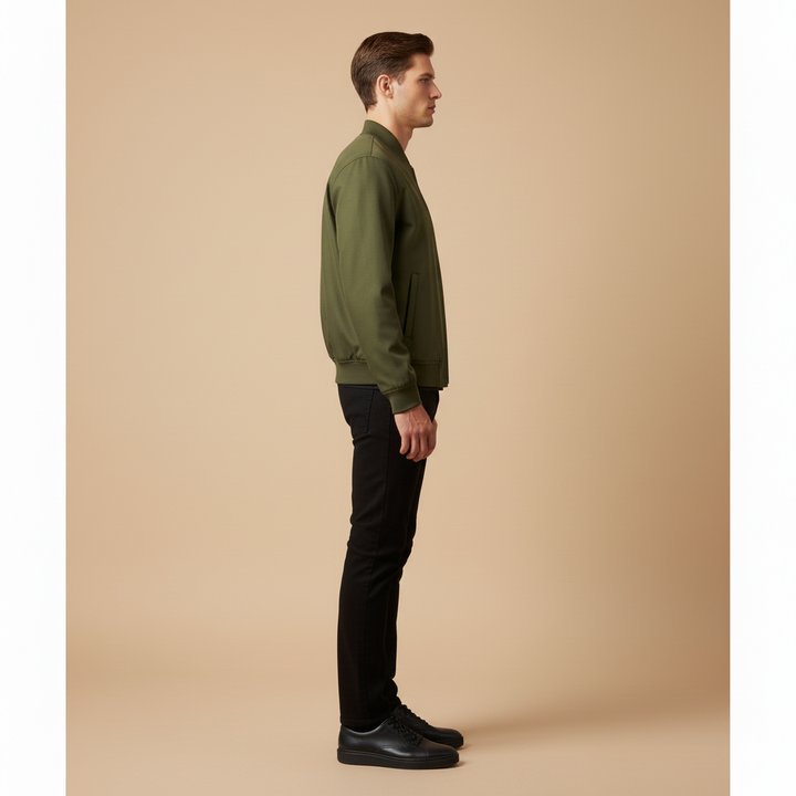 Blouson Bomber Zippé à Col Montant Homme