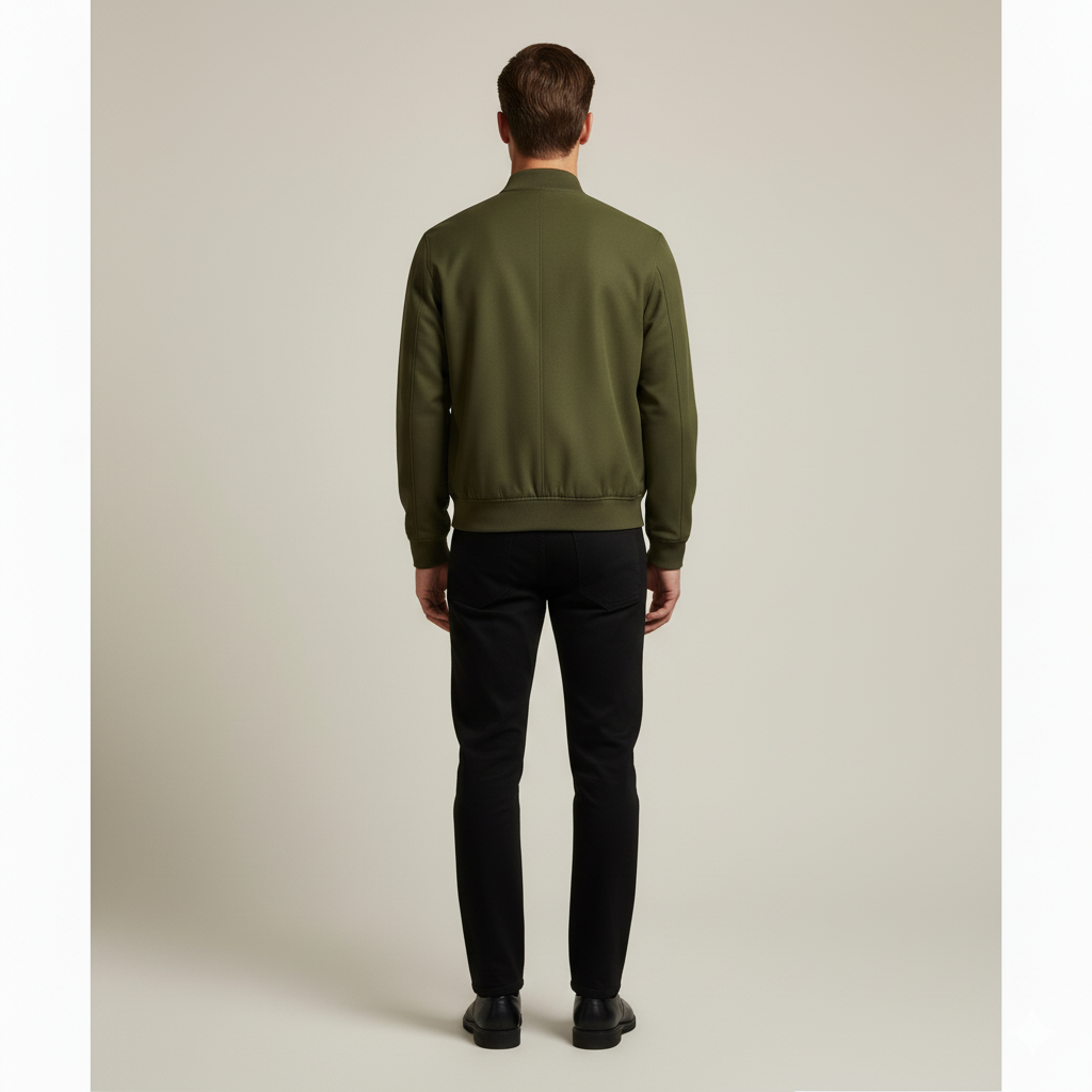 Blouson Bomber Zippé à Col Montant Homme