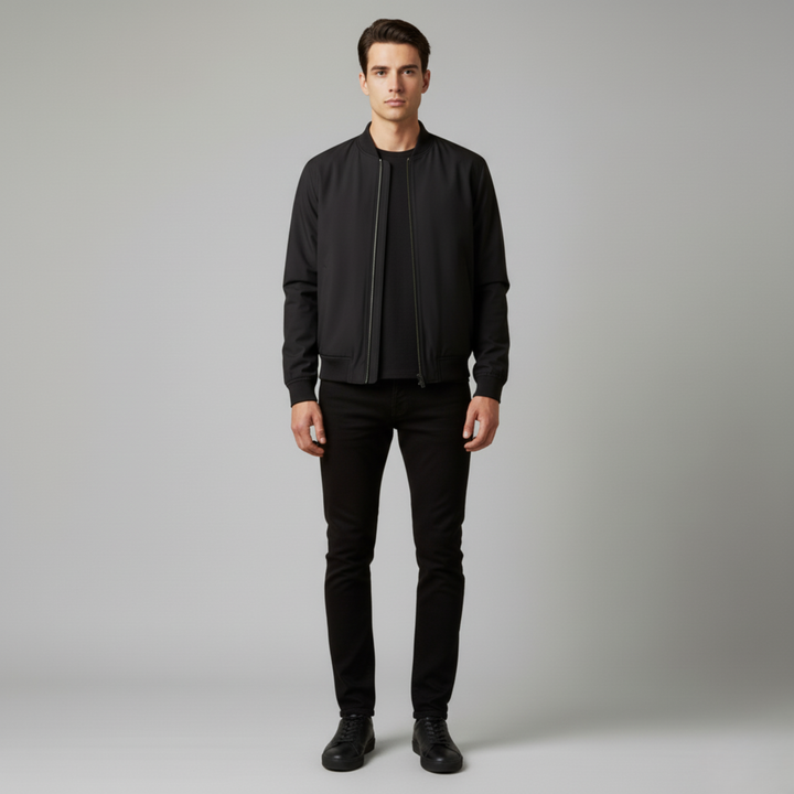 Blouson Bomber Zippé à Col Montant Homme