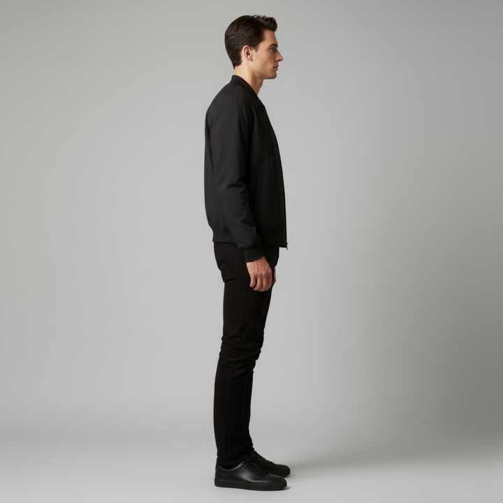 Blouson Bomber Zippé à Col Montant Homme