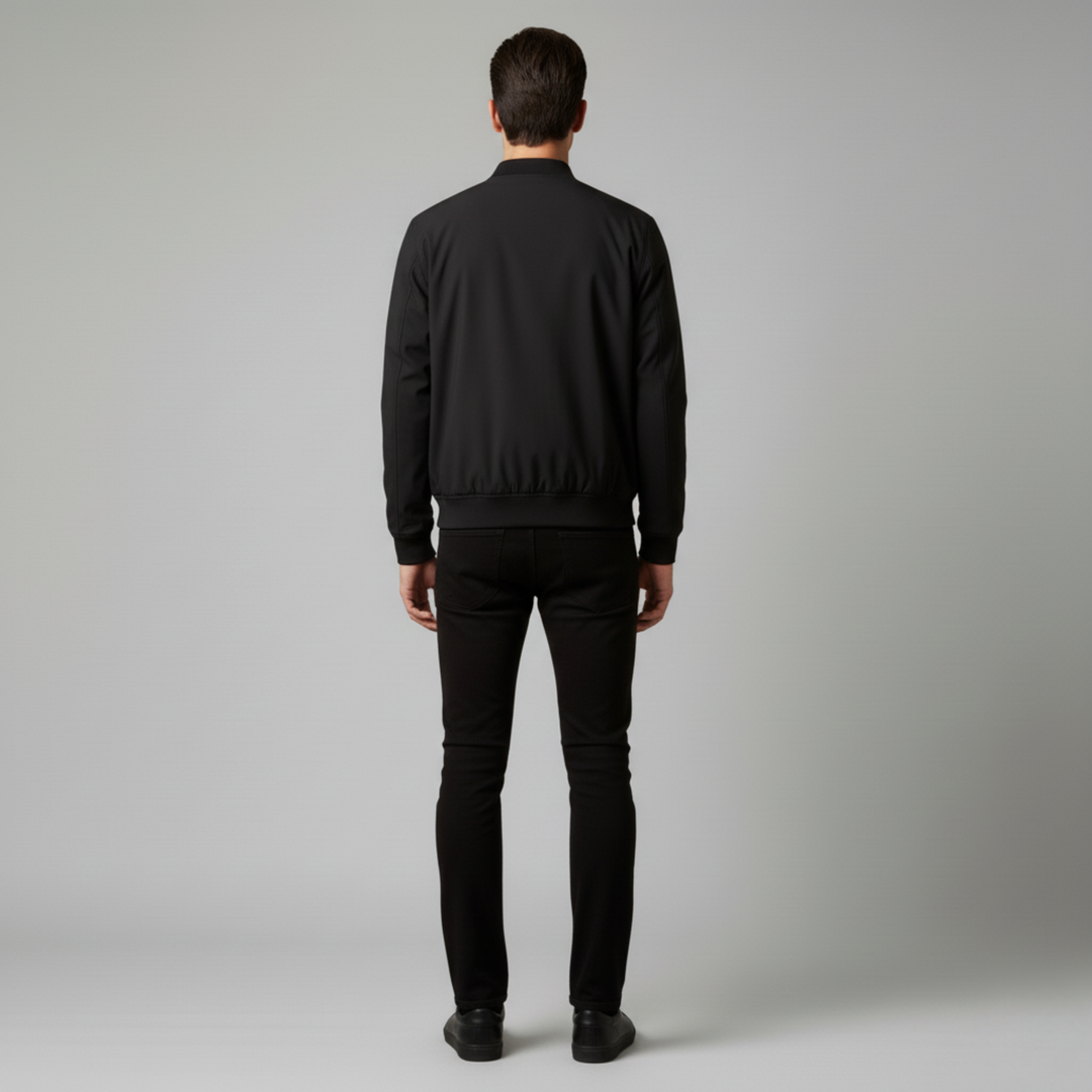 Blouson Bomber Zippé à Col Montant Homme