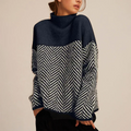 Pull Col Montant à Motif Chevrons Femme
