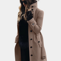 Women's stand-collar buttoned coat