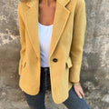 Women's Long Blazer with Lapels and Single Button
