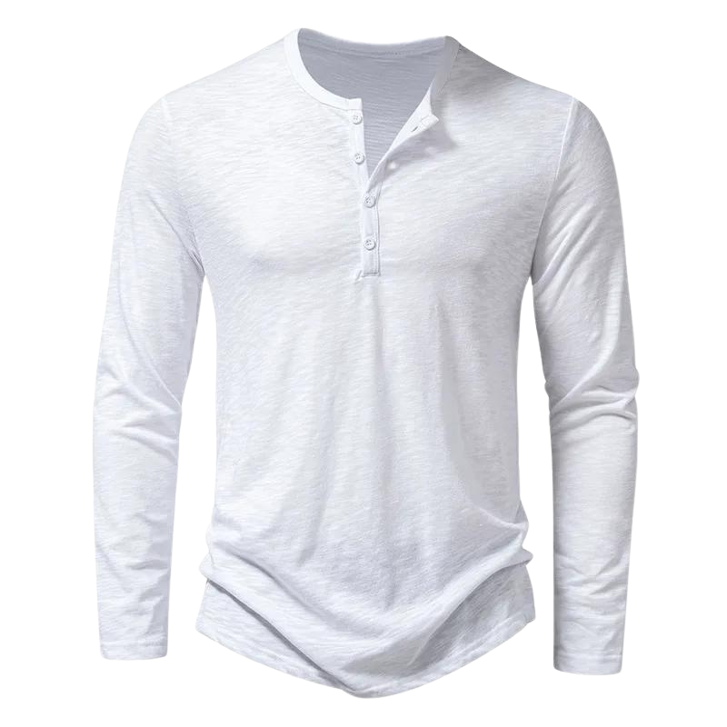 T-Shirt Henley à Manches Longues Homme