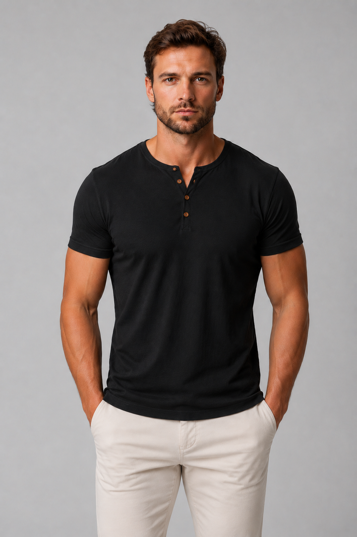 T-Shirt Henley Ajusté Homme