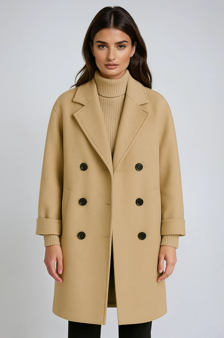 Manteau Long à Revers Et Double Boutonnage Femme