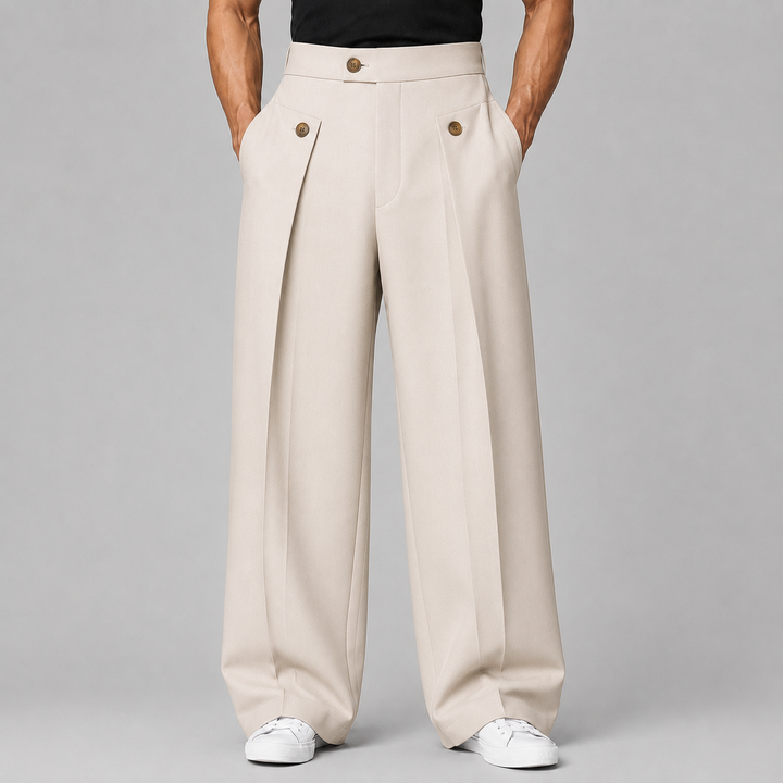 Pantalon Large à Plis Structurés Homme