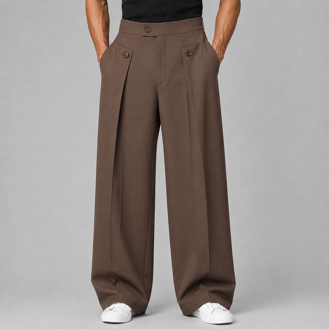 Pantalon Large à Plis Structurés Homme