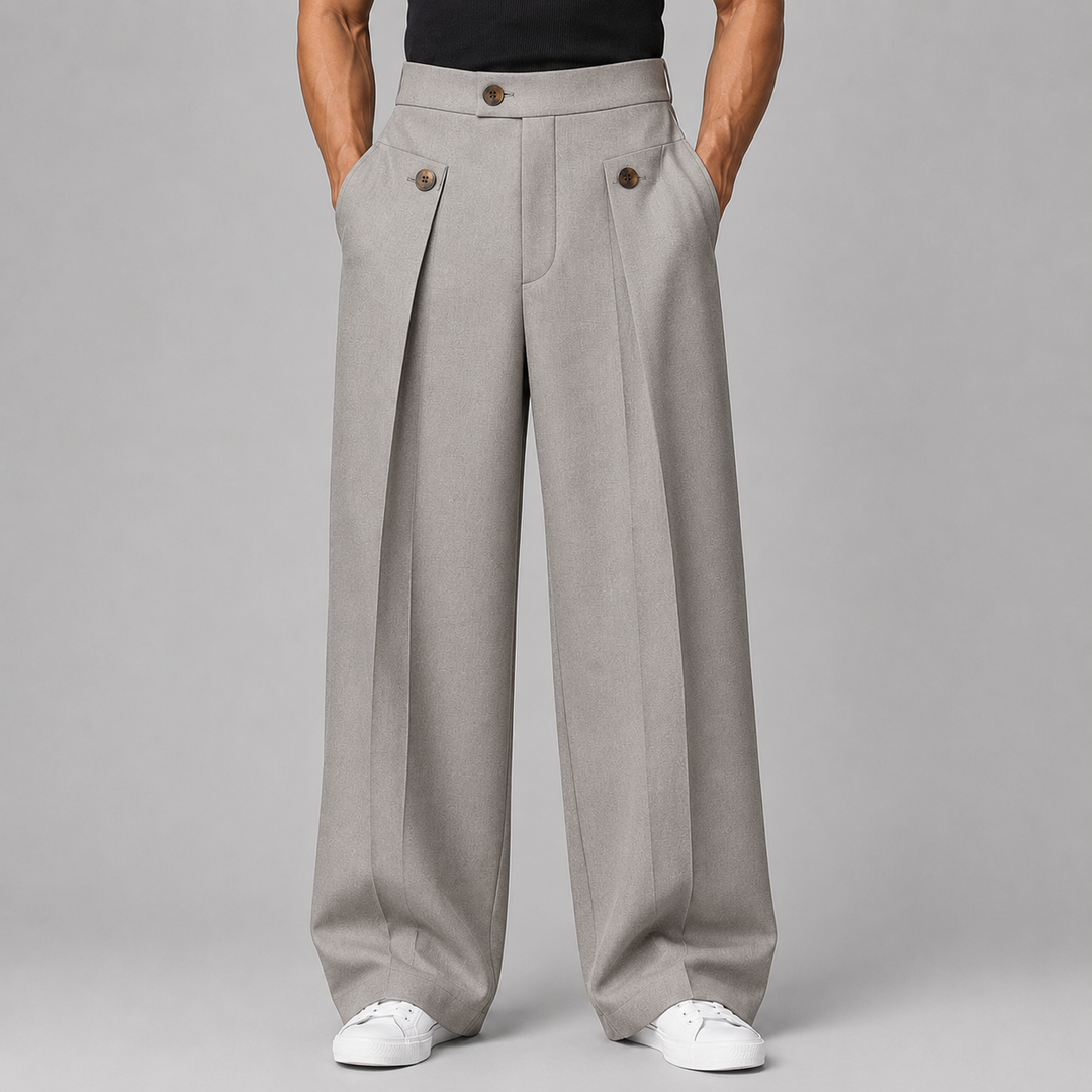 Pantalon Large à Plis Structurés Homme