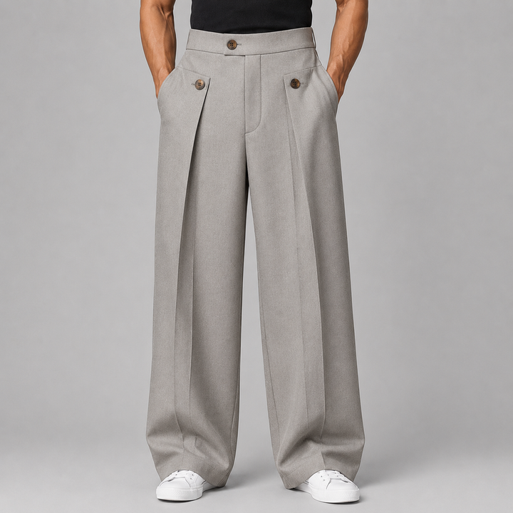 Pantalon Large à Plis Structurés Homme