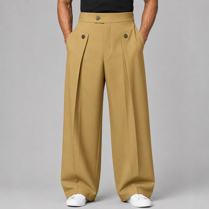 Pantalon Large à Plis Structurés Homme