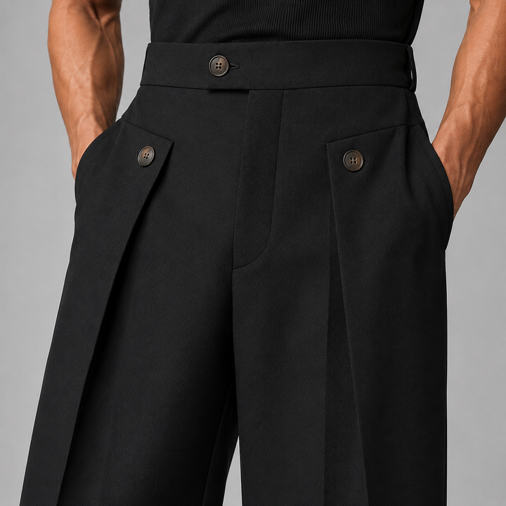 Pantalon Large à Plis Structurés Homme