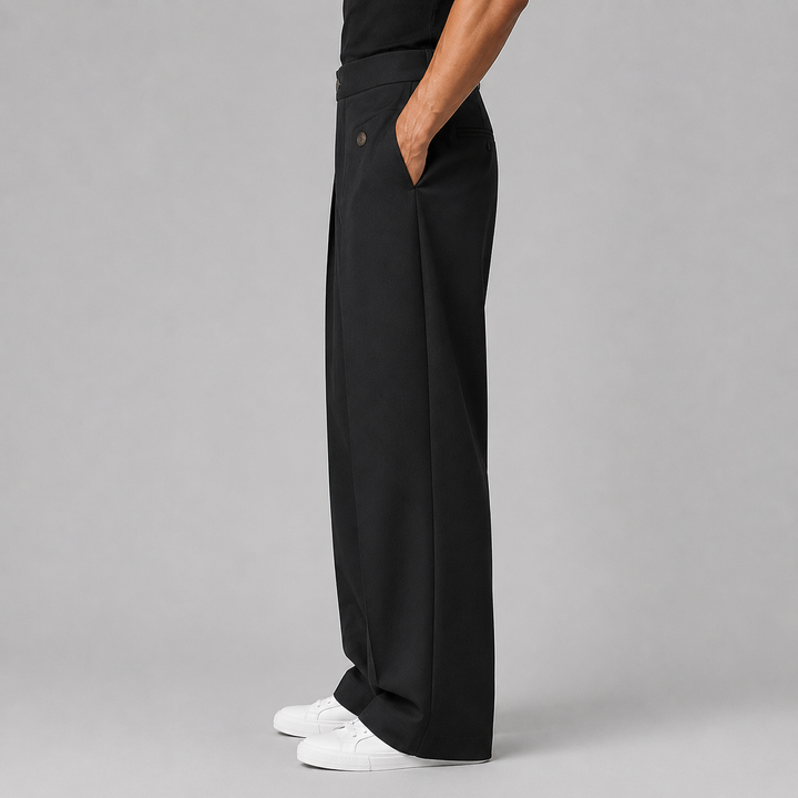 Pantalon Large à Plis Structurés Homme