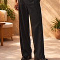 Pantalon Large à Rayures Fines et Pinces Homme