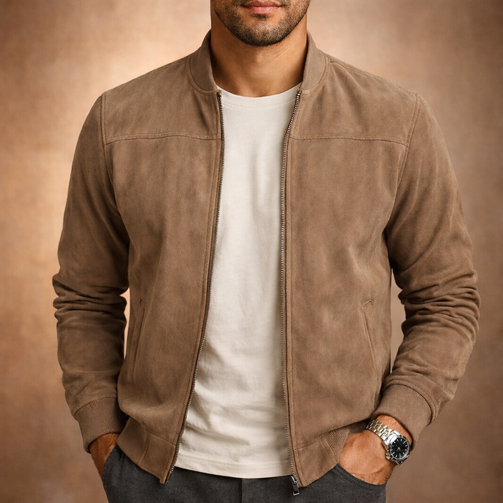 Blouson En Daim Zippé Homme