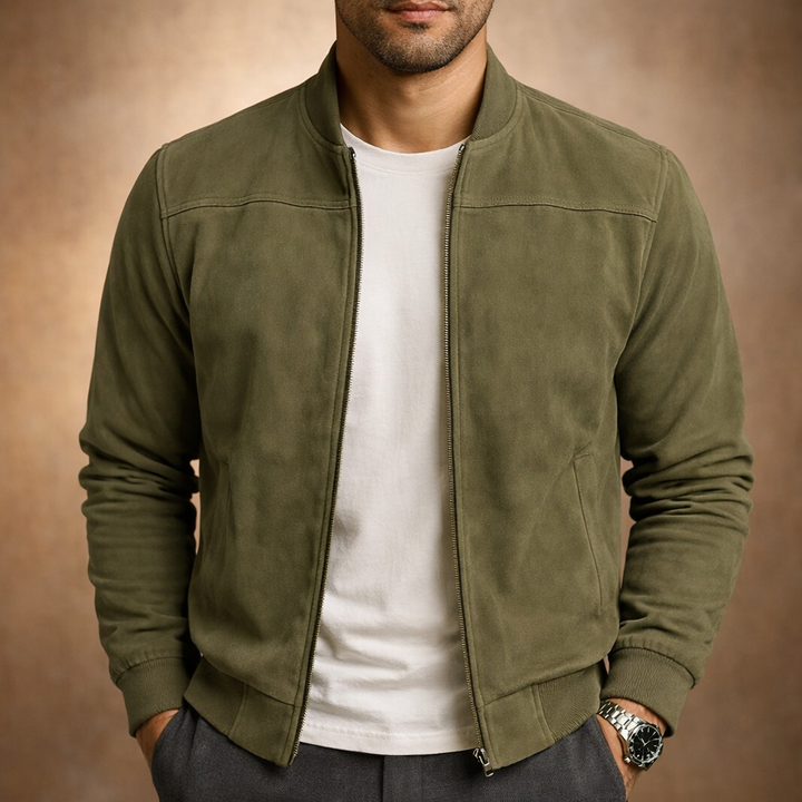 Blouson En Daim Zippé Homme