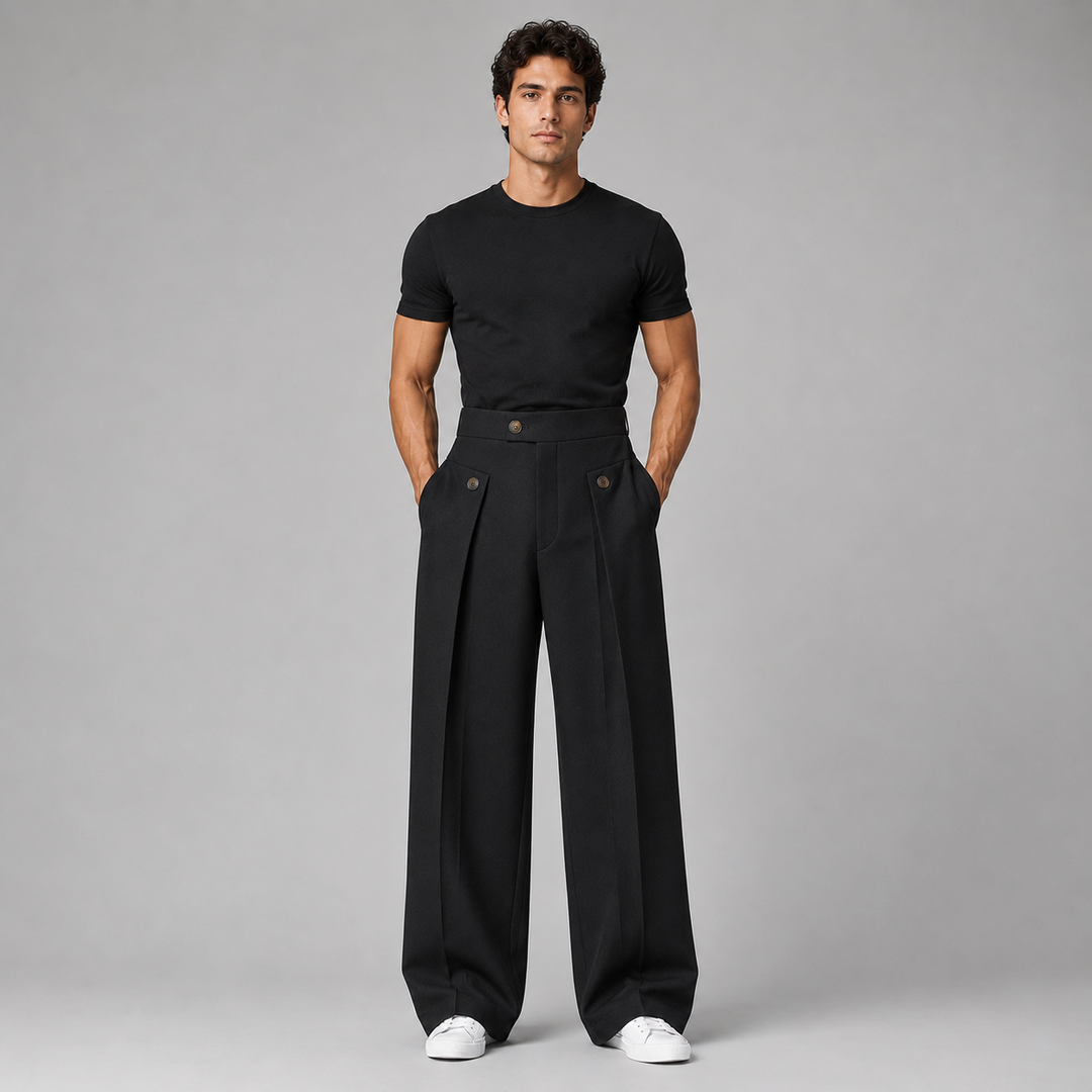 Pantalon Large à Plis Structurés Homme