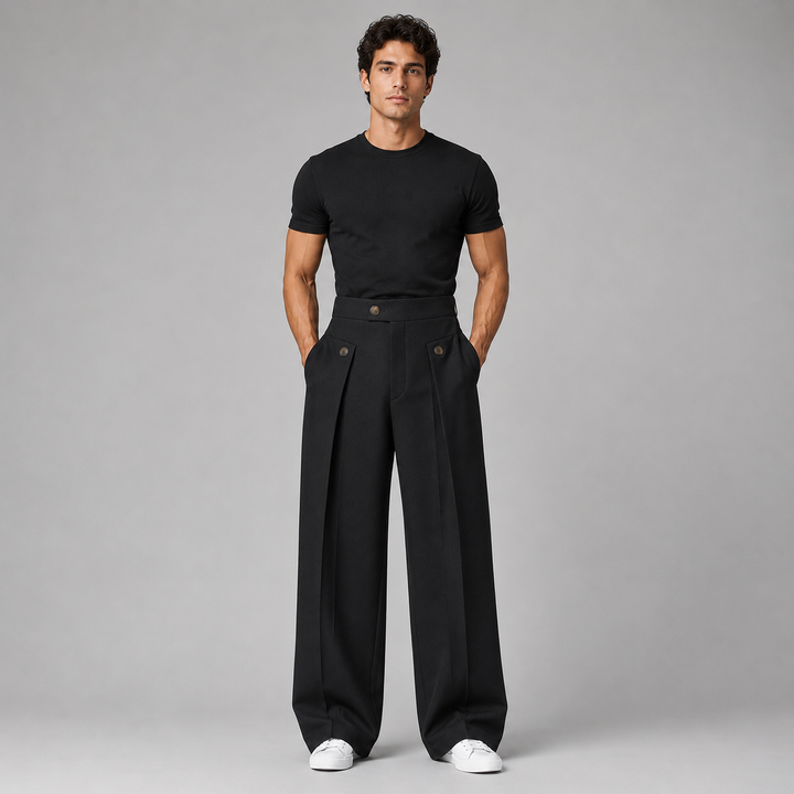 Pantalon Large à Plis Structurés Homme