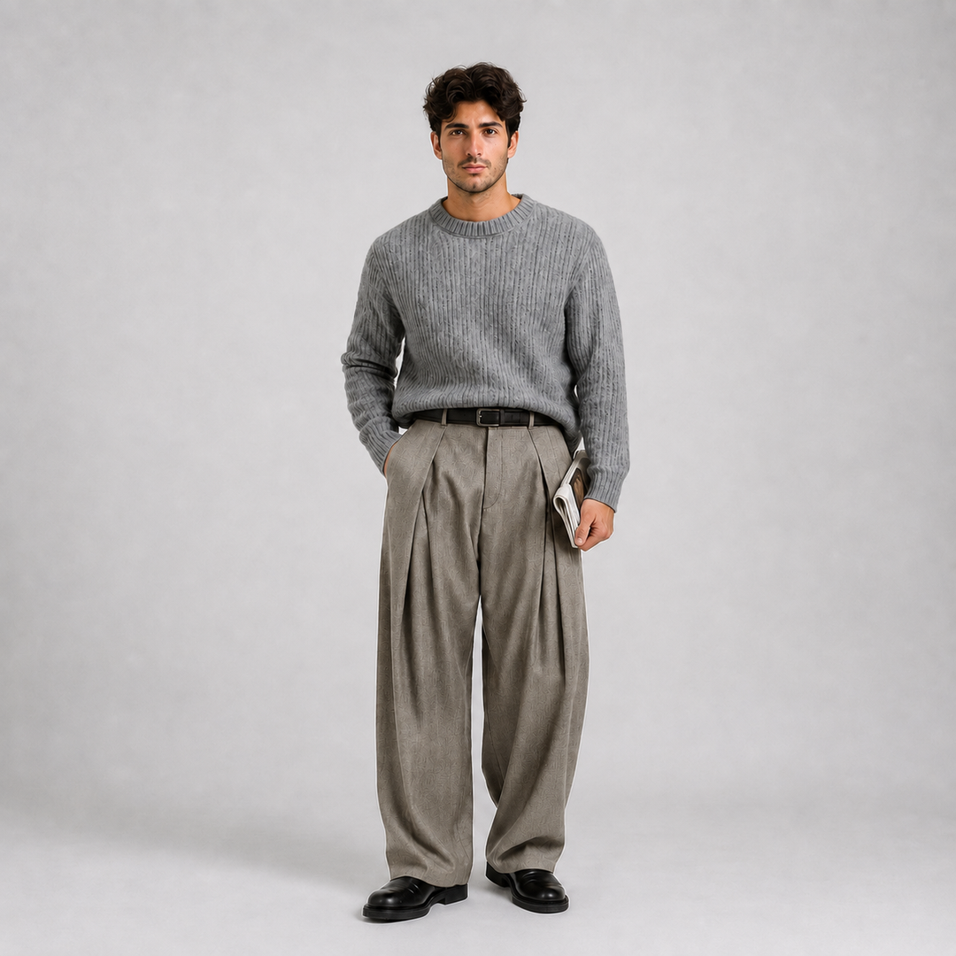 Pantalon Large à Plis Homme
