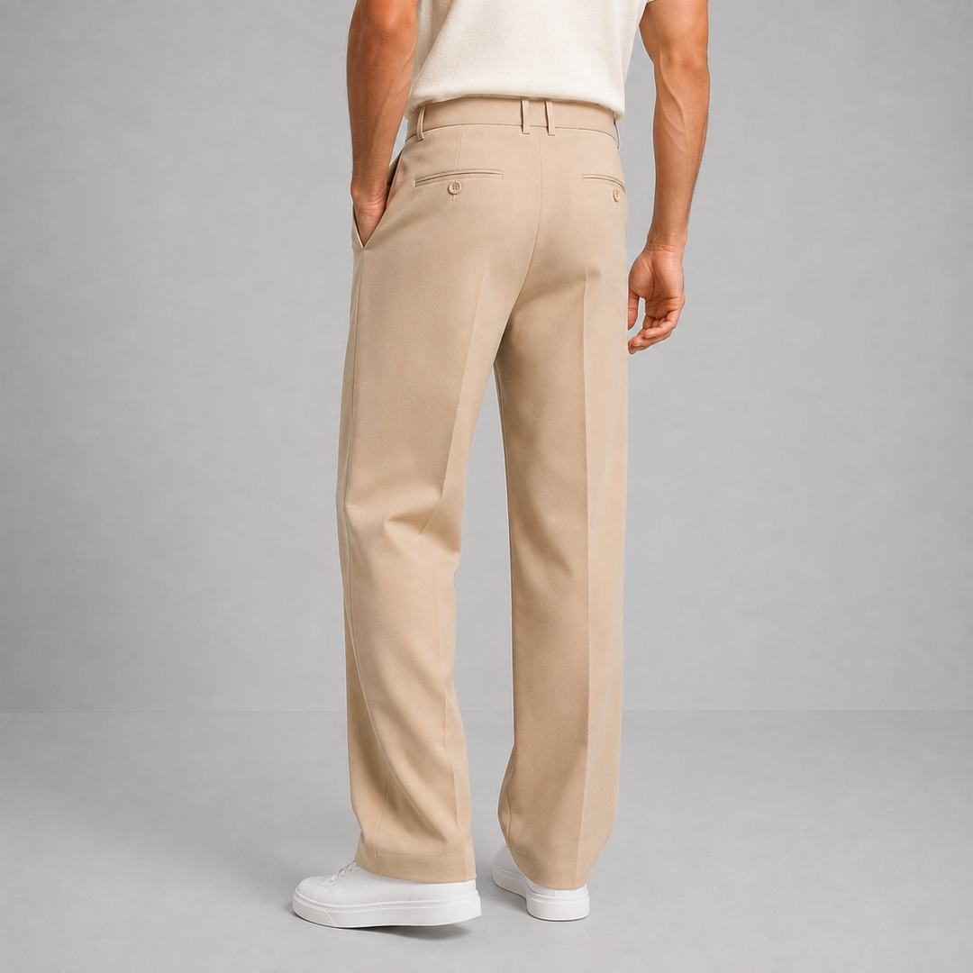 Pantalon à Plis Coupe Droite Homme