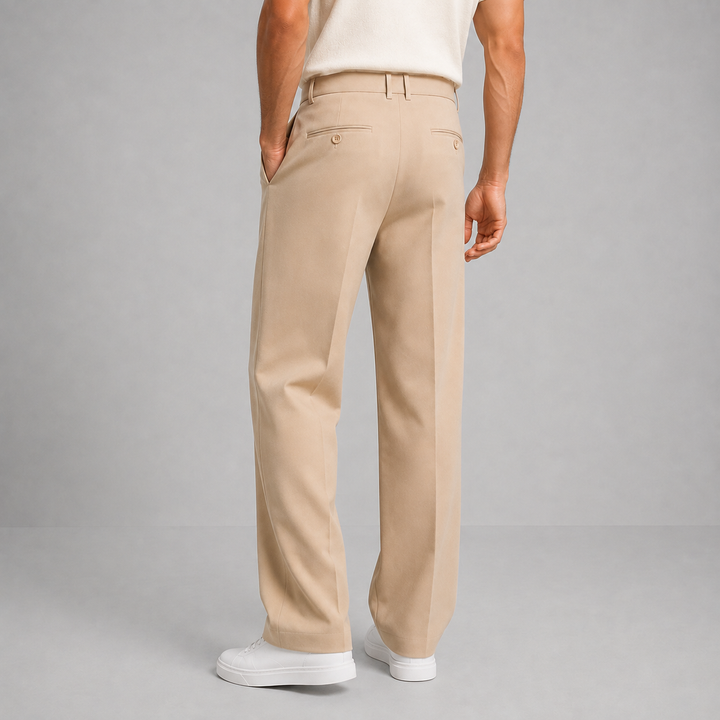 Pantalon à Plis Coupe Droite Homme