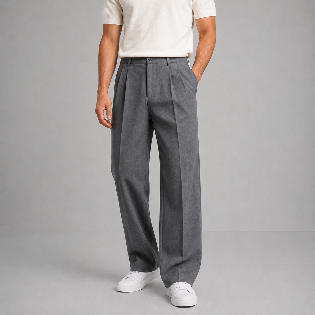 Pantalon à Plis Coupe Droite Homme