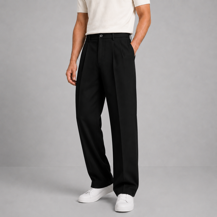 Pantalon à Plis Coupe Droite Homme