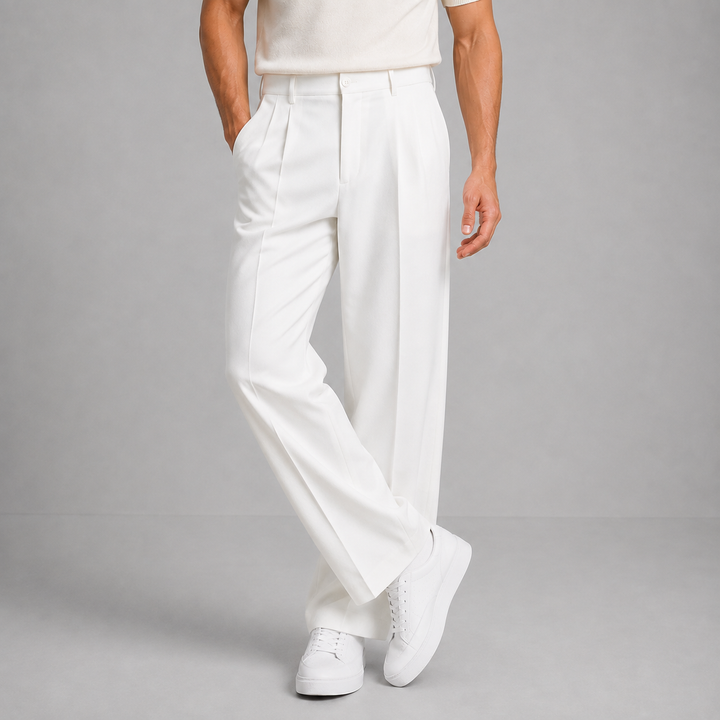 Pantalon à Plis Coupe Droite Homme