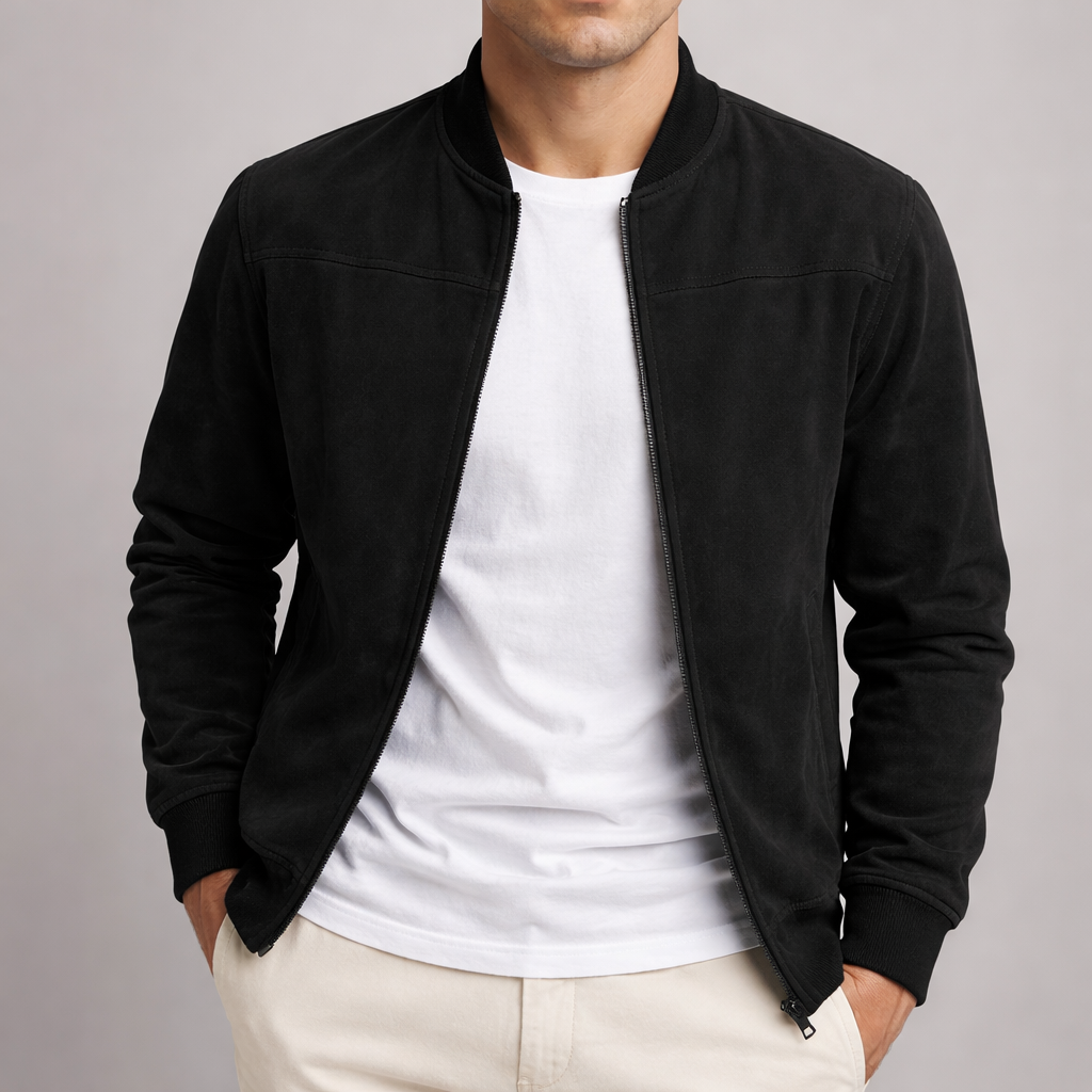 Blouson Zippé Effet Suédine Homme
