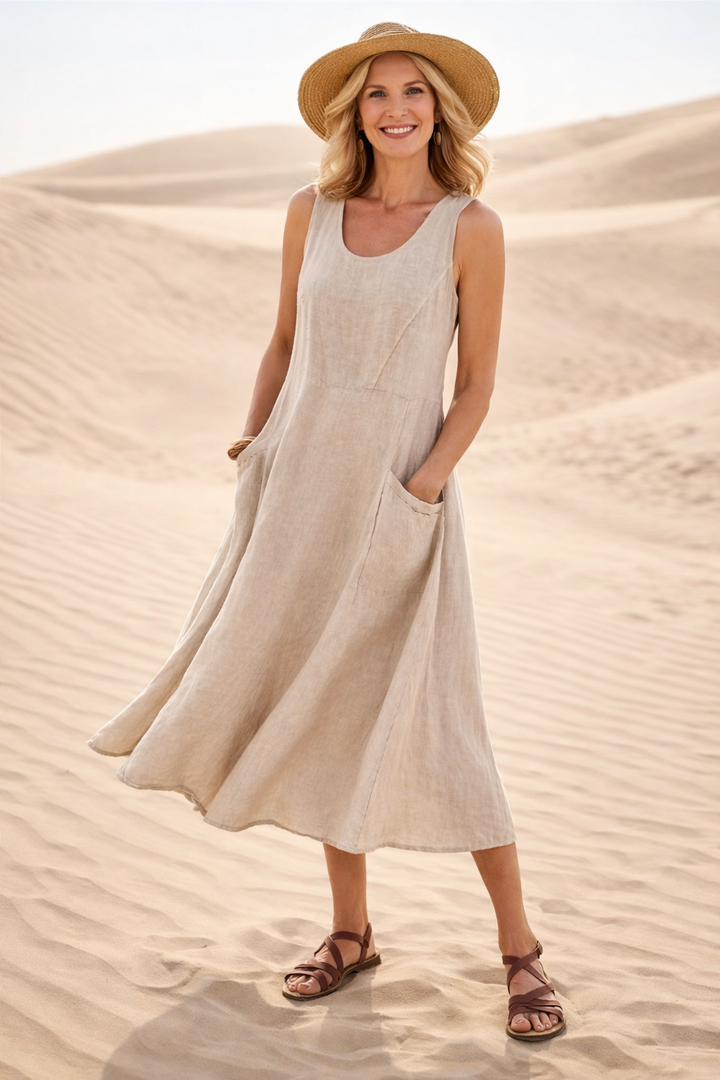 Robe Midi Ample à Poches Femme