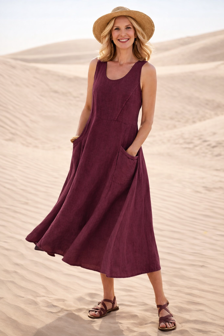 Robe Midi Ample à Poches Femme