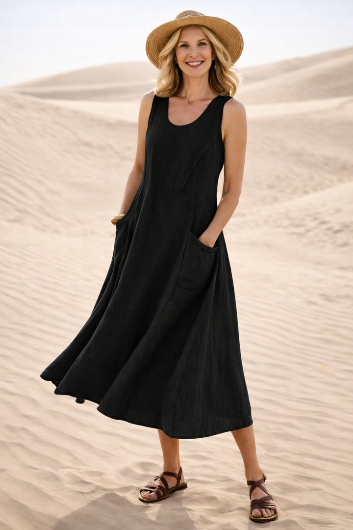 Robe Midi Ample à Poches Femme