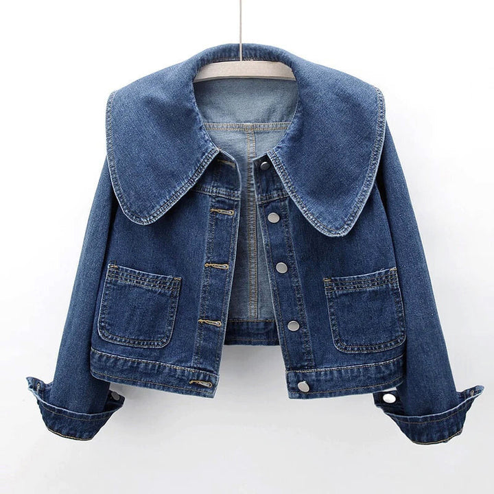 Veste Courte en Jean Grand Col Femme