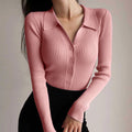 Women's Button-Front Ribbed Top