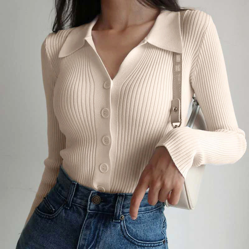 Top Côtelé Boutonné Femme