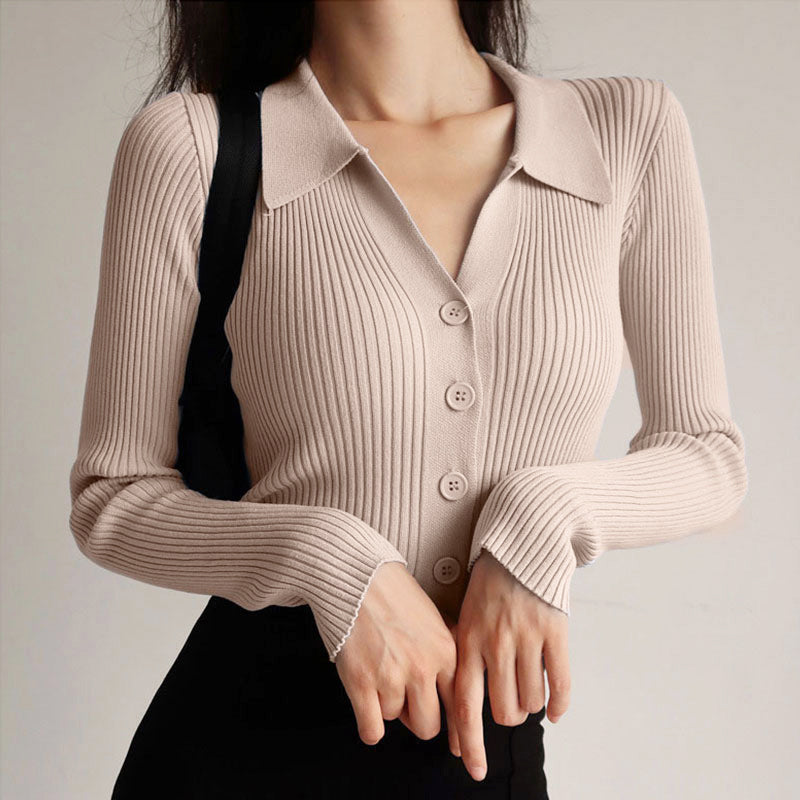 Top Côtelé Boutonné Femme