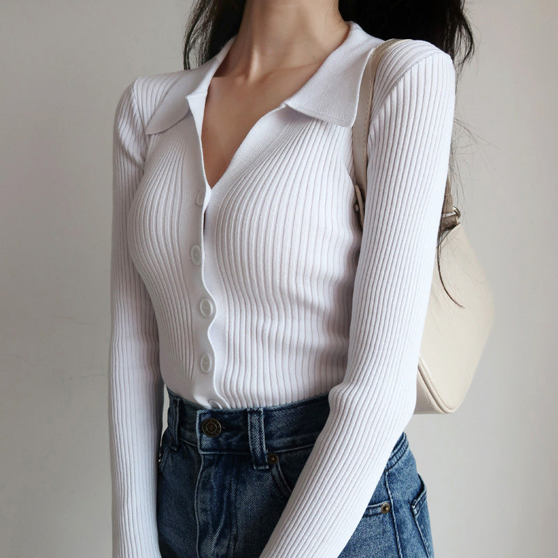 Top Côtelé Boutonné Femme