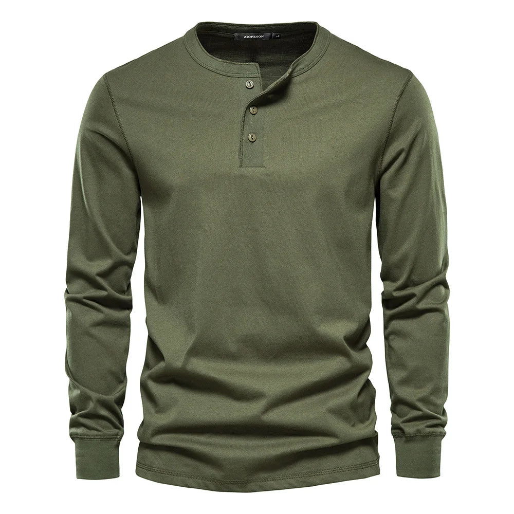 T-Shirt Henley Manches Longues Homme